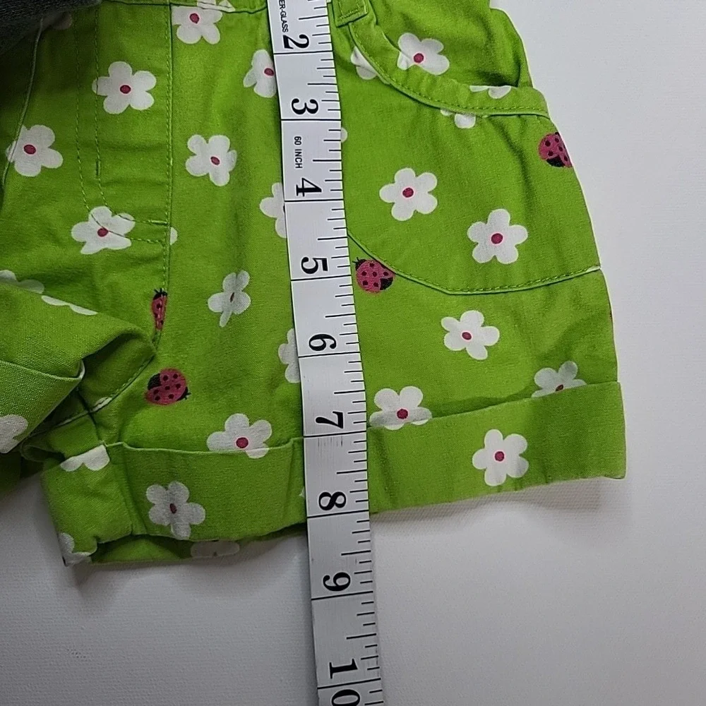 Y2K‎ GYMBOREE Ladybug Pull-On Shorts Pink Green Size 18-24mo